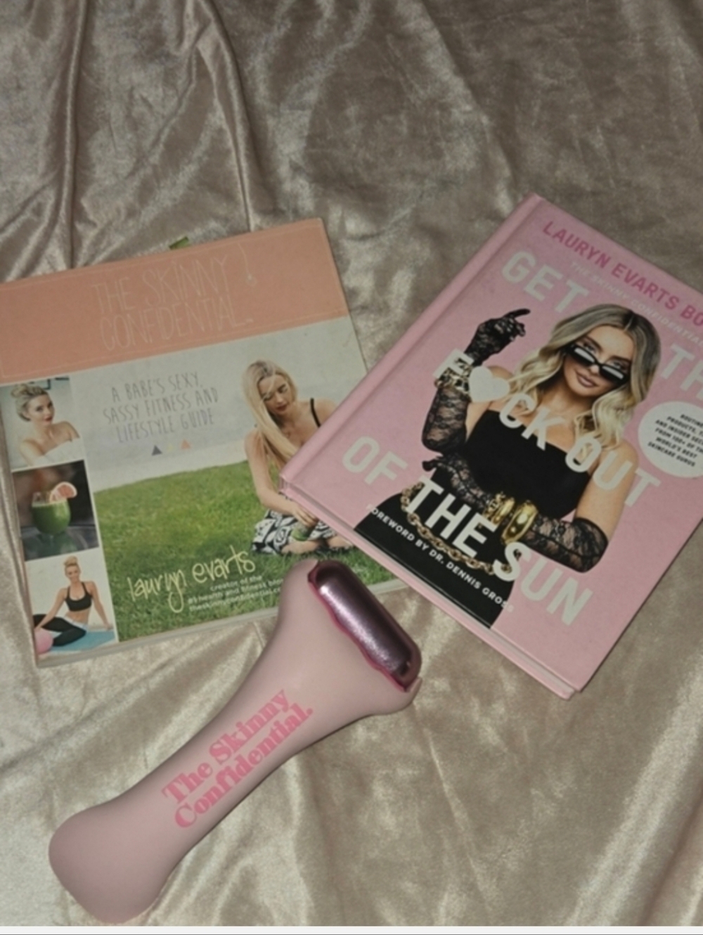 Hot Mess Ice Roller & 2 Books by The Skinny Confidential Lauryn Evarts Bosstick